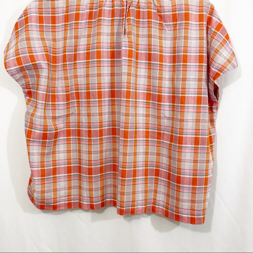 NEW Madewell Plaid Shirred Neck Boxy Top - Picture 9 of 14